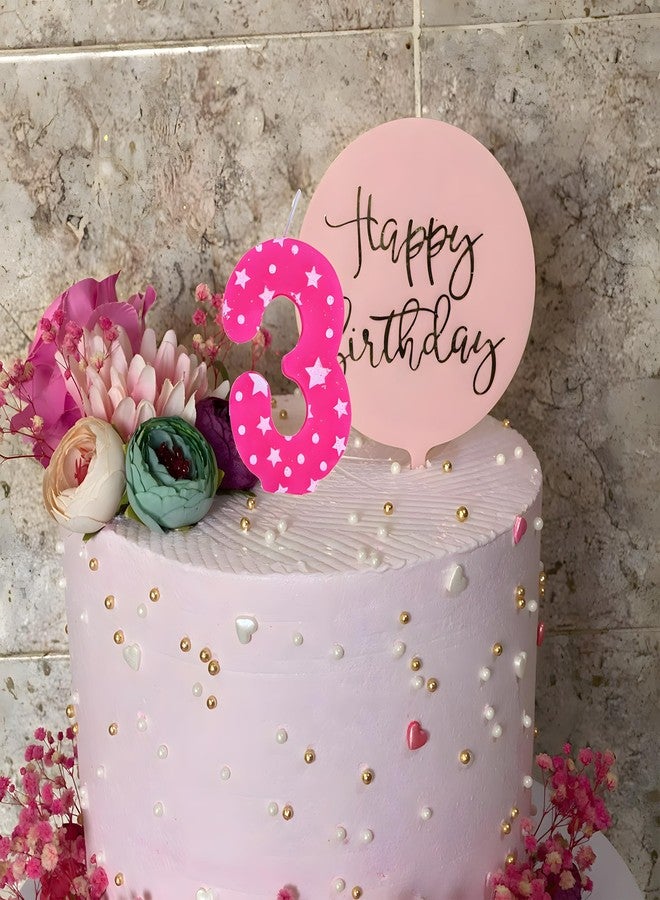Pepup Number Candle 5 for Birthday Cake Decoration/Fifth Anniversary Party Celebration Star Pink Colour (Large Size : Width 4.3 x Height 6.3 cm) - Image 4